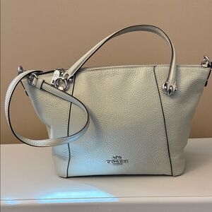 Coach Light Sage Kacey Pebbled Leather Satchel with Optional Crossbody Strap